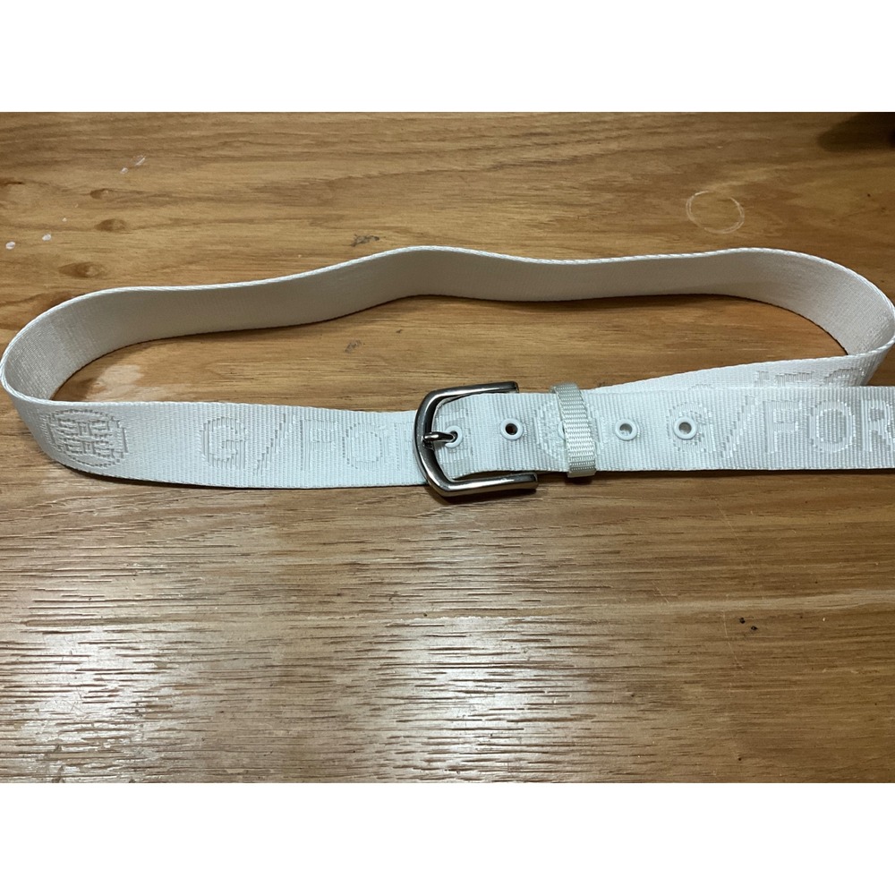 G/FORE Womens White Woven Web Golf Belt Jacquard Logo Silver Buckle size 32